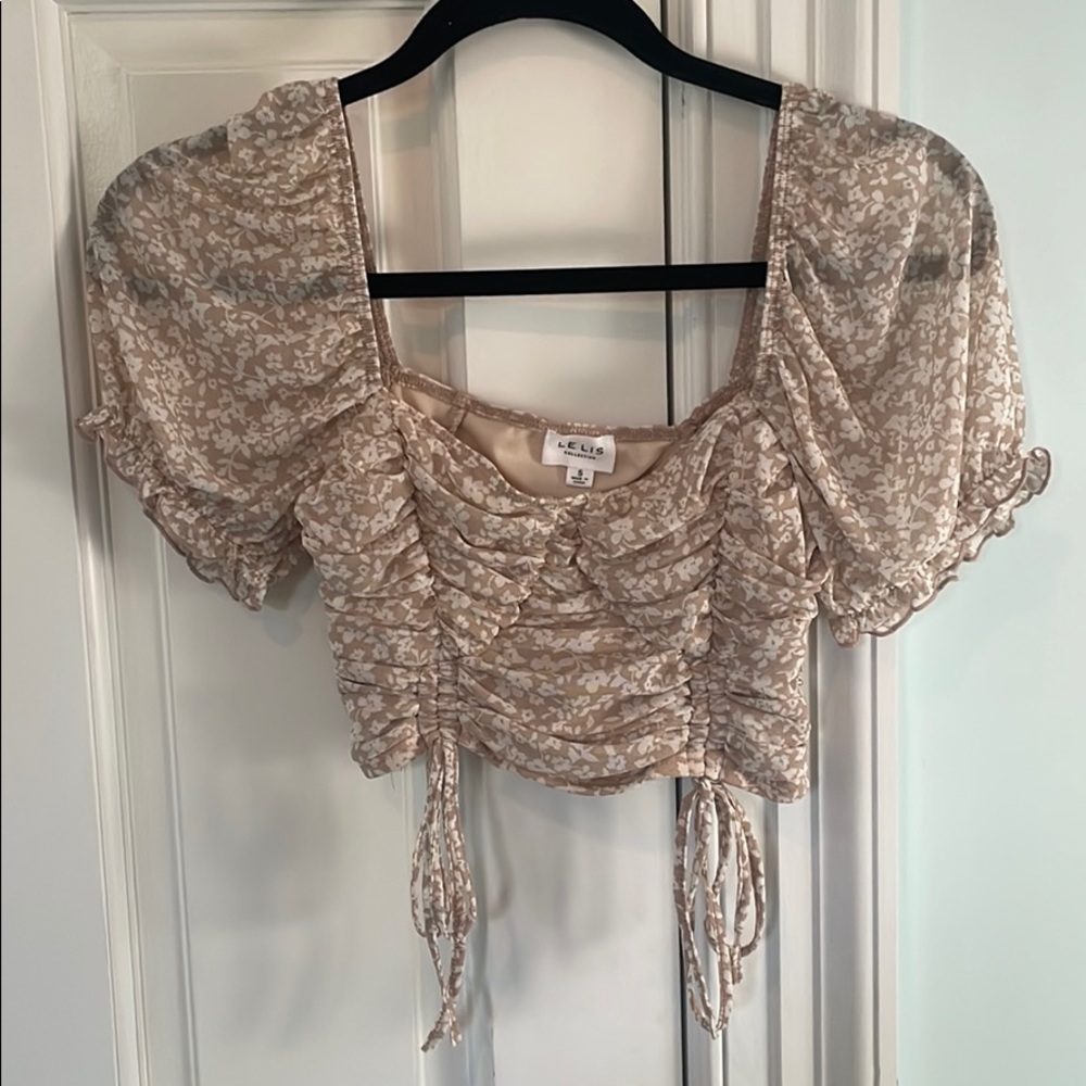 Le Lis Blush Pink and White Floral Crop Top